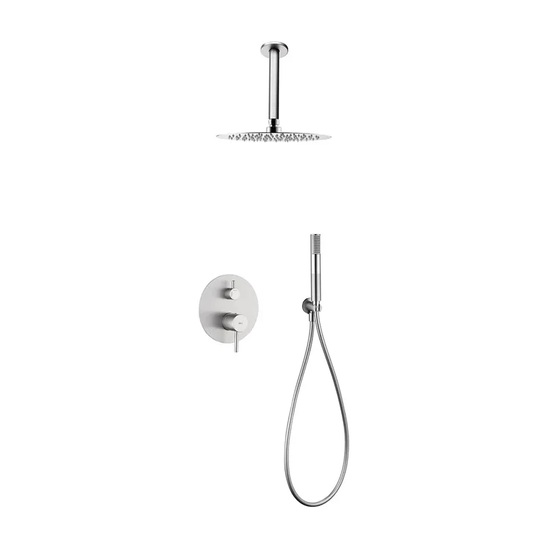 Conjunto ducha monomando empotrado Tívoli níquel cepillado Imex