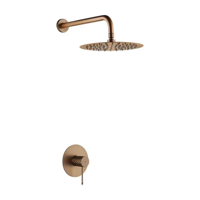 Set monomando empotrado 1 vía Bless con rociador oro rosa cepillado Imex