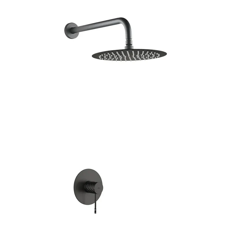 Set monomando empotrado 1 vía Bless con rociador black gun metal Imex