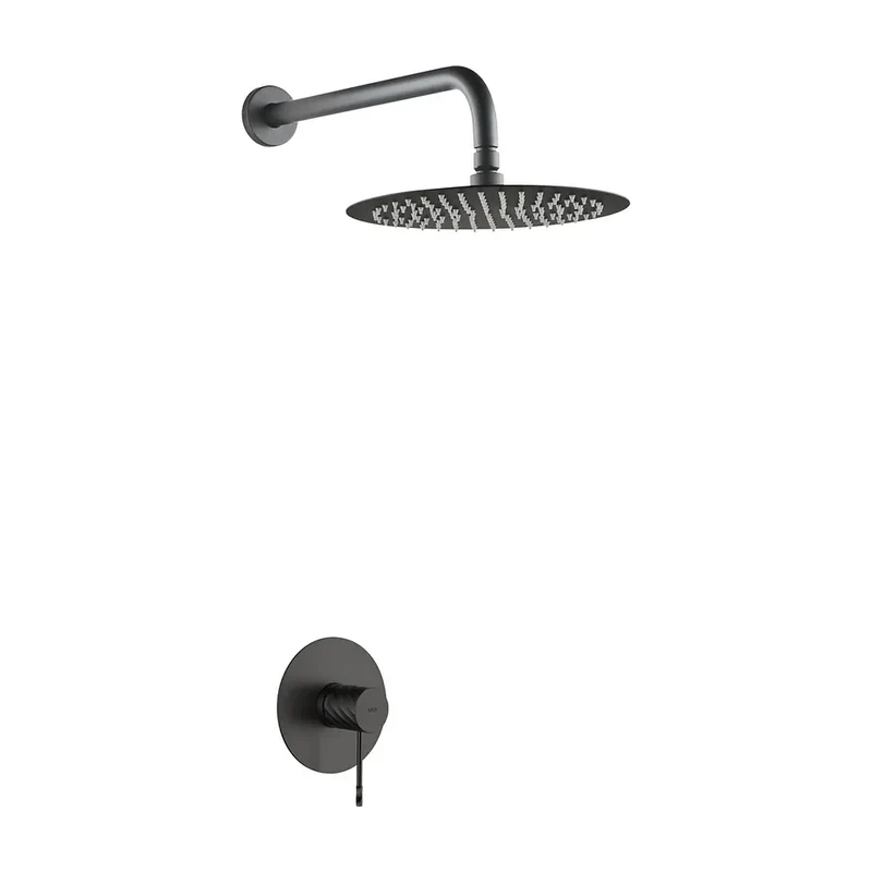 Set monomando empotrado 1 vía Bless con rociador black gun metal Imex