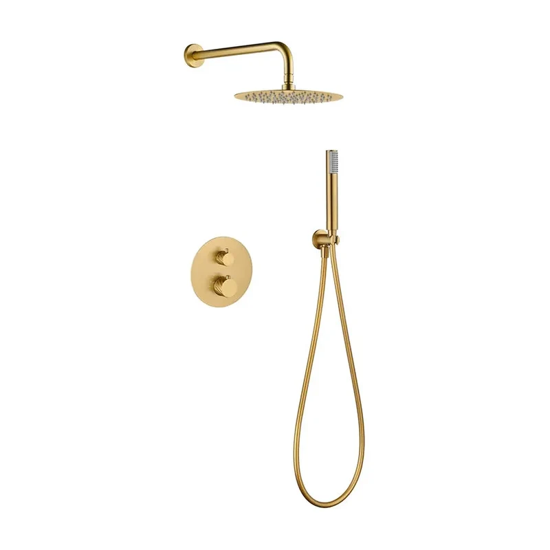 Conjunto ducha termostático empotrado Bless oro cepillado Imex