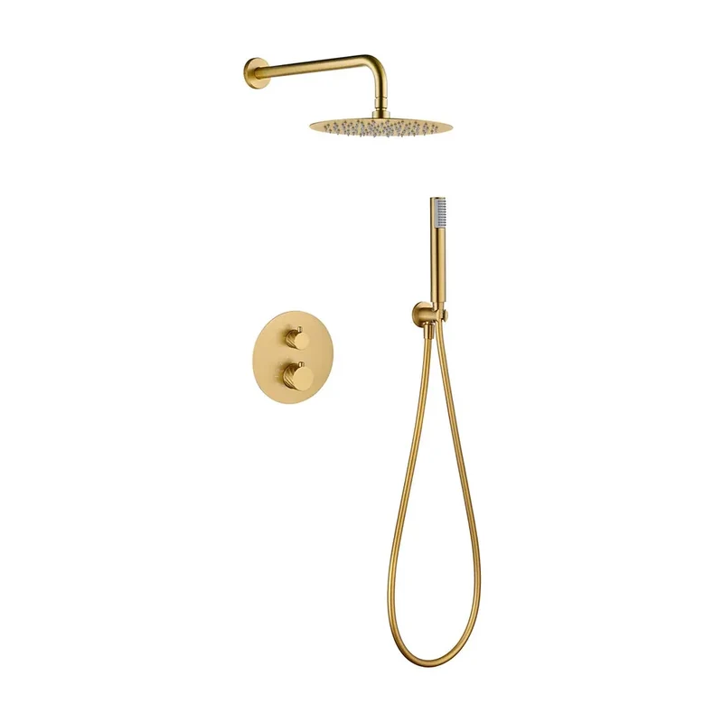 Conjunto ducha termostático empotrado Bless oro cepillado Imex