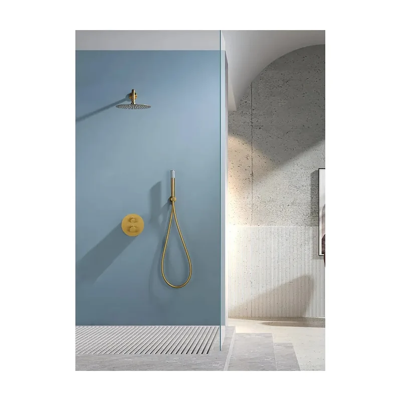 Conjunto ducha termostático empotrado Bless oro cepillado Imex