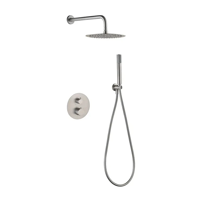 Conjunto ducha termostático empotrado Bless níquel cepillado Imex