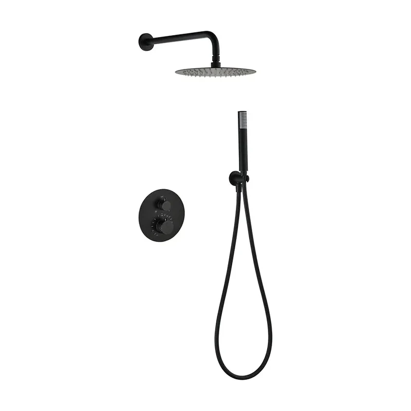 Conjunto ducha termostático empotrado Bless negro mate Imex