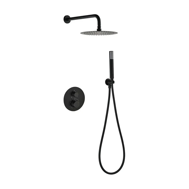 Conjunto ducha termostático empotrado Bless negro mate Imex