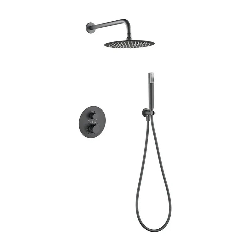 Conjunto ducha termostático empotrado Bless black gun metal Imex