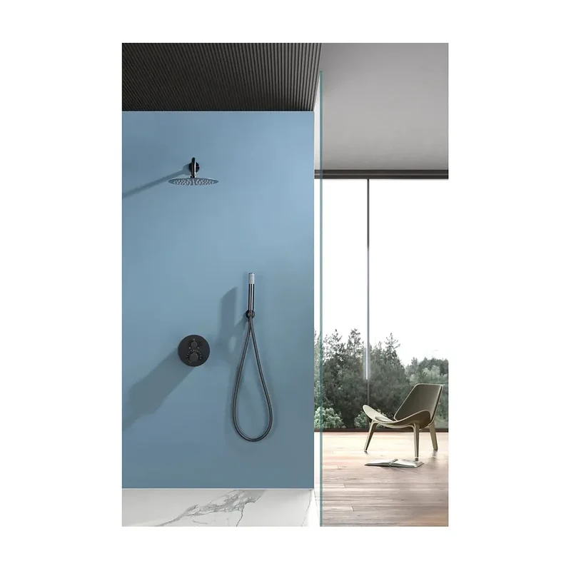 Conjunto ducha termostático empotrado Bless black gun metal Imex