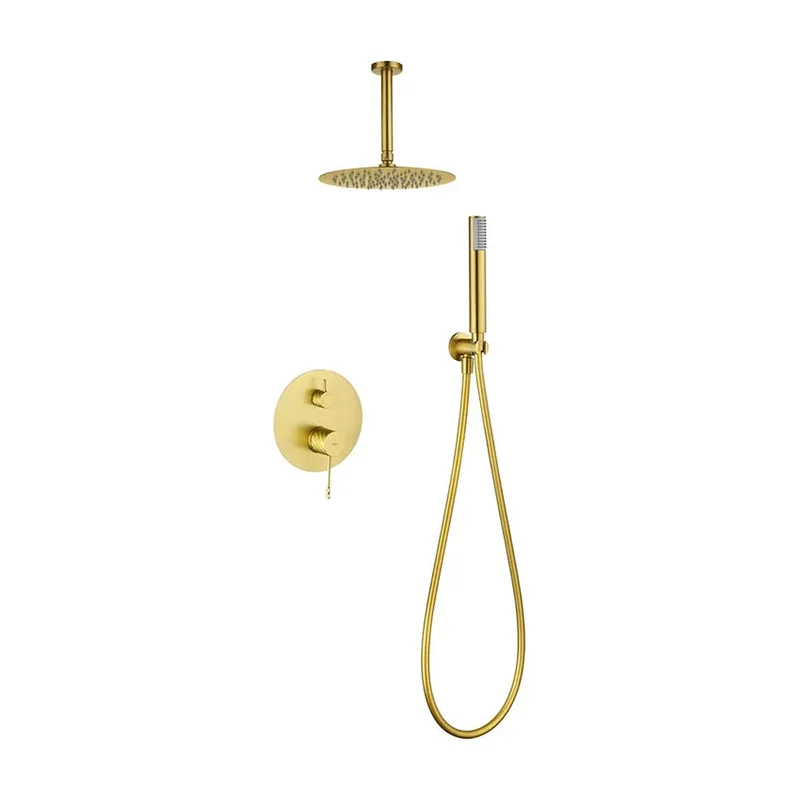 Conjunto ducha monomando empotrado Palau oro cepillado Imex