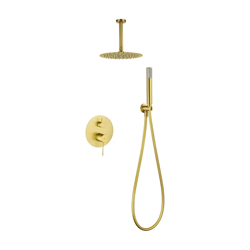 Conjunto ducha monomando empotrado Palau oro cepillado Imex