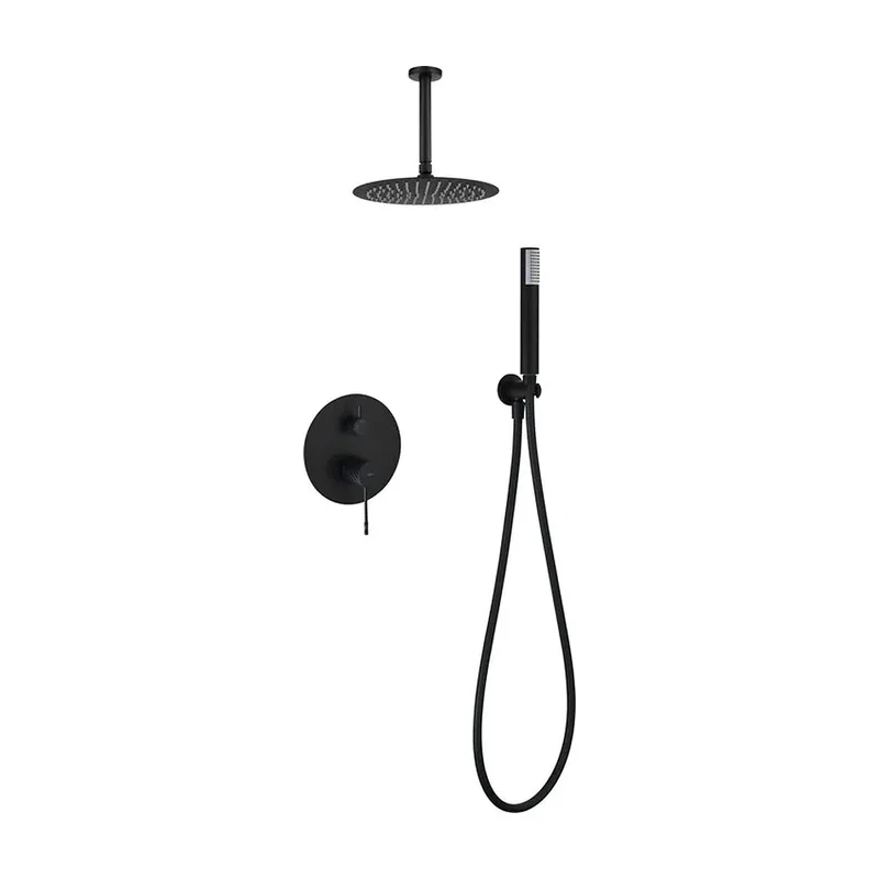 Conjunto ducha monomando empotrado Palau negro mate Imex