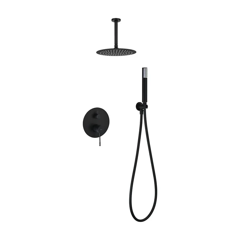 Conjunto ducha monomando empotrado Palau negro mate Imex