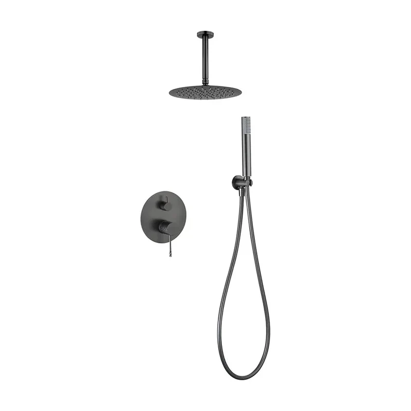 Conjunto ducha monomando empotrado Palau black gun metal Imex