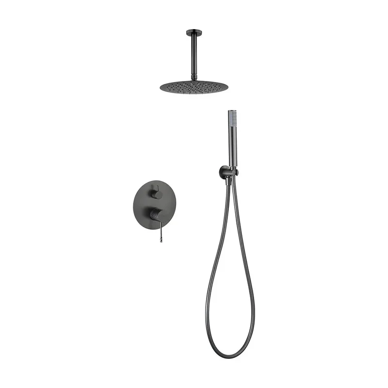 Conjunto ducha monomando empotrado Palau black gun metal Imex