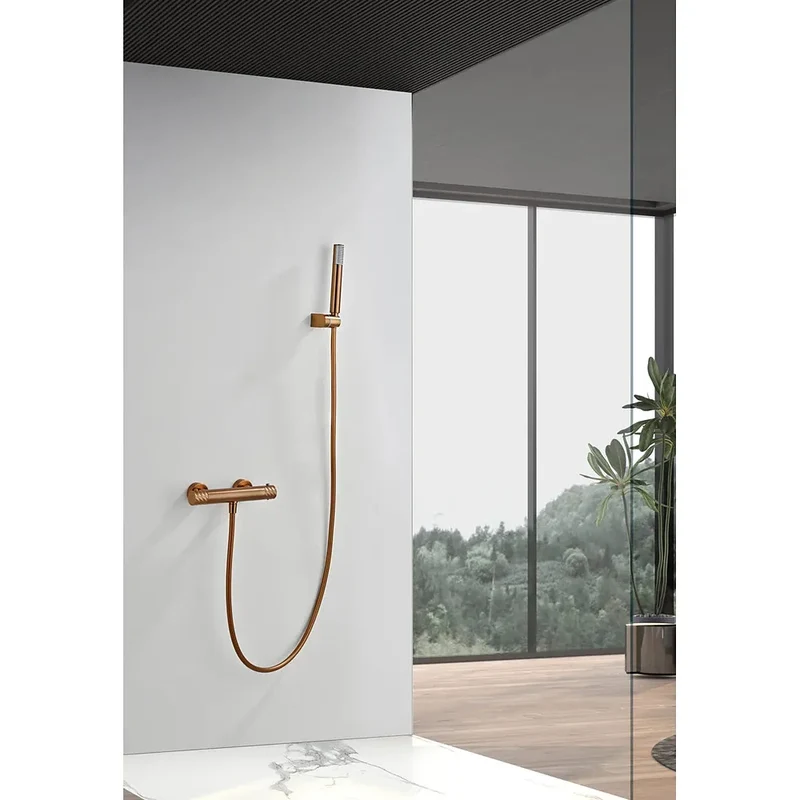 Kit ducha termostático Bless oro rosa cepillado Imex