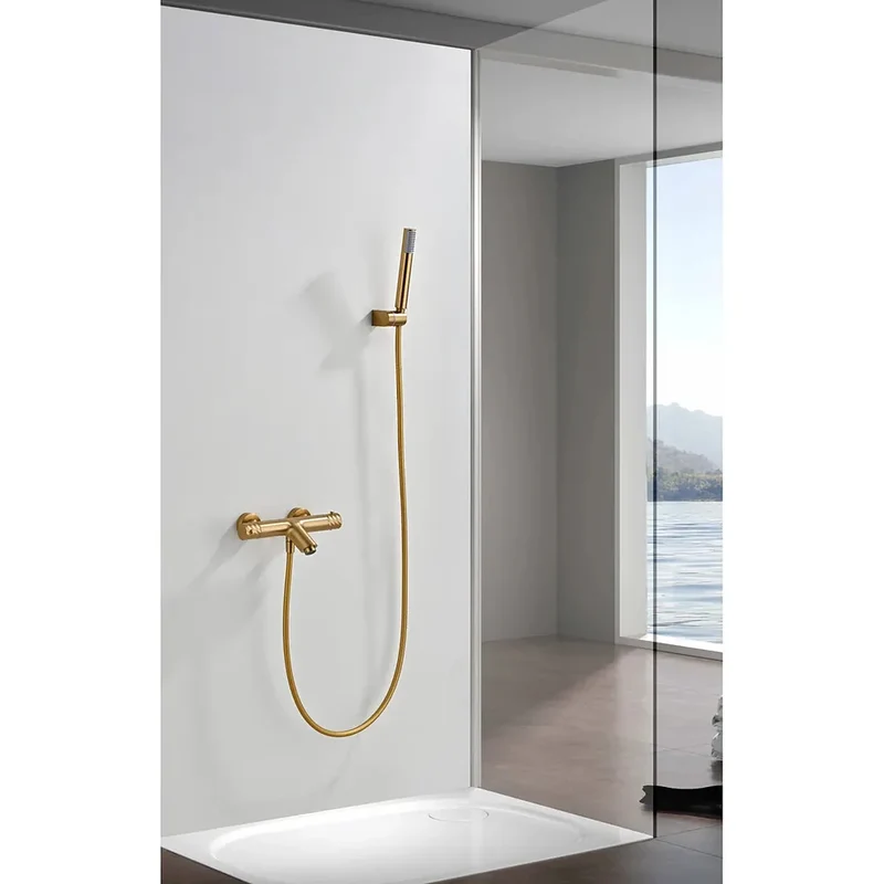 Kit baño/ducha termostático Bless oro cepillado Imex