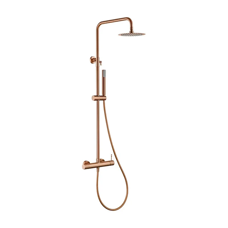 Conjunto ducha monomando Bless oro rosa cepillado Imex