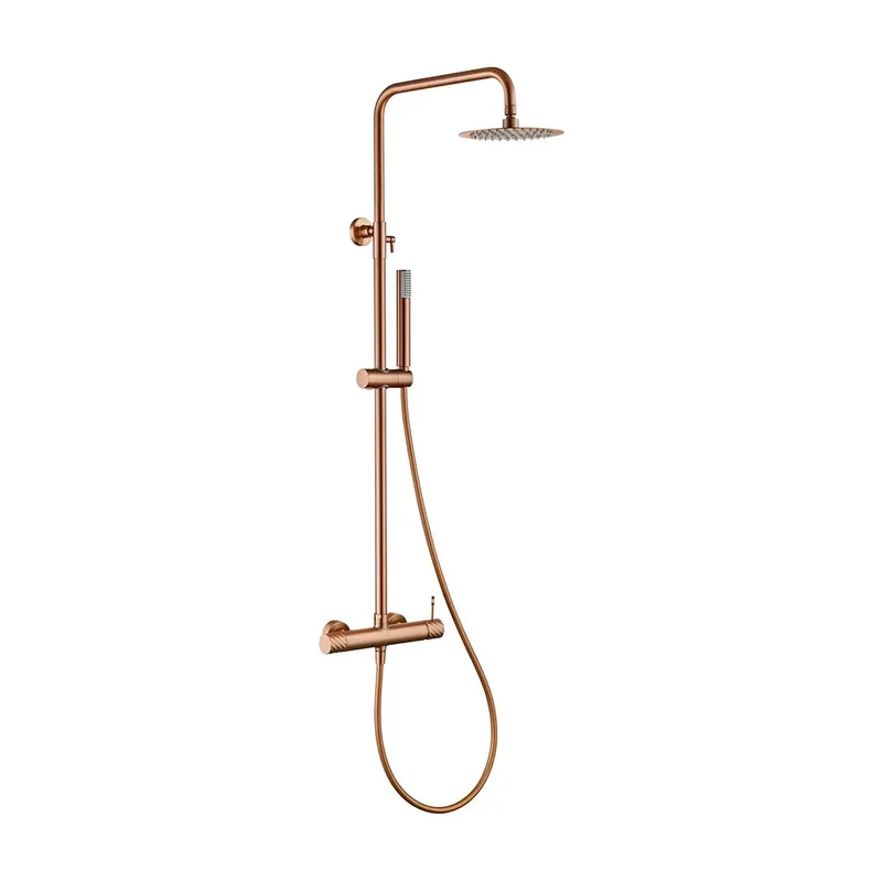 Conjunto ducha monomando Bless oro rosa cepillado Imex