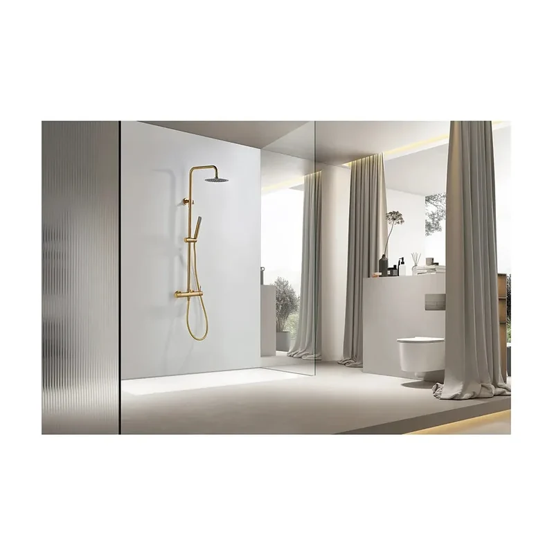 Conjunto ducha monomando Bless oro cepillado Imex