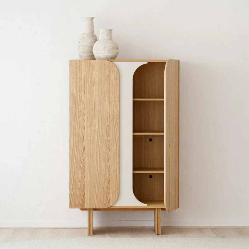 Armario Moderno Roble Natural con Estantes Curva