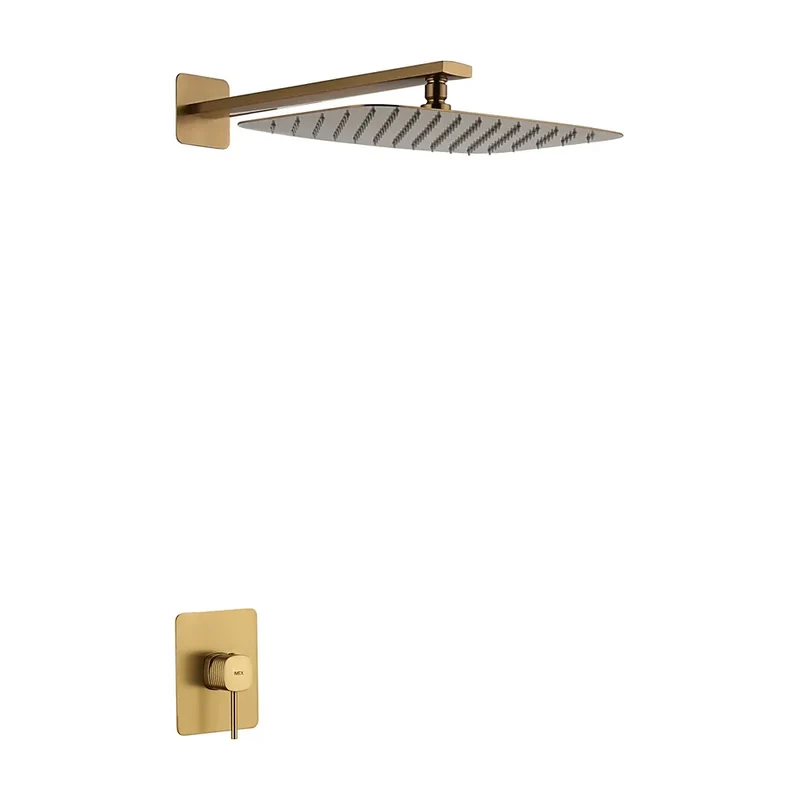 Set monomando empotrado 1 vía Firenze con rociador oro cepillado Imex