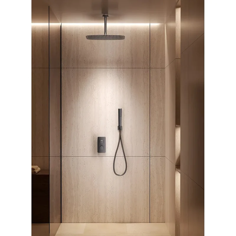 Conjunto ducha termostático empotrado Sassari oro cepillado Imex