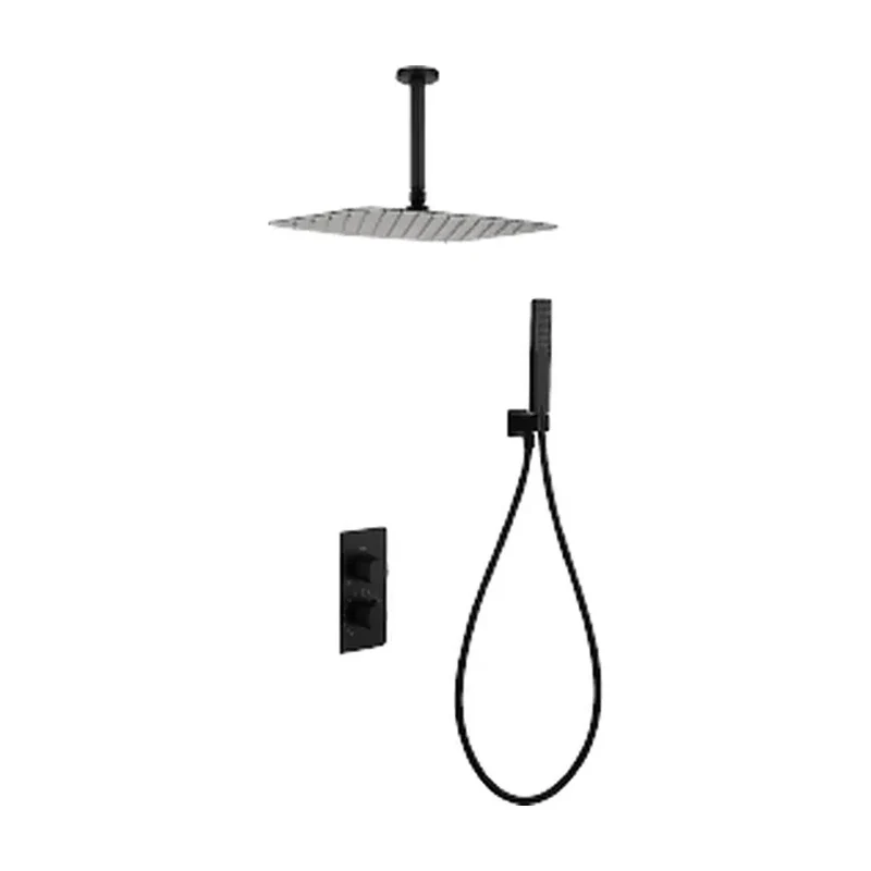 Conjunto ducha termostático empotrado Sassari negro mate Imex