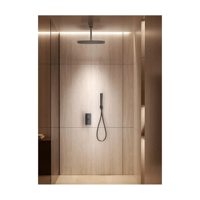 Conjunto ducha termostático empotrado Sassari negro mate Imex