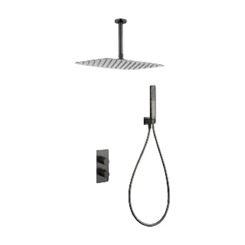 Conjunto ducha termostático empotrado Sassari black gun metal Imex