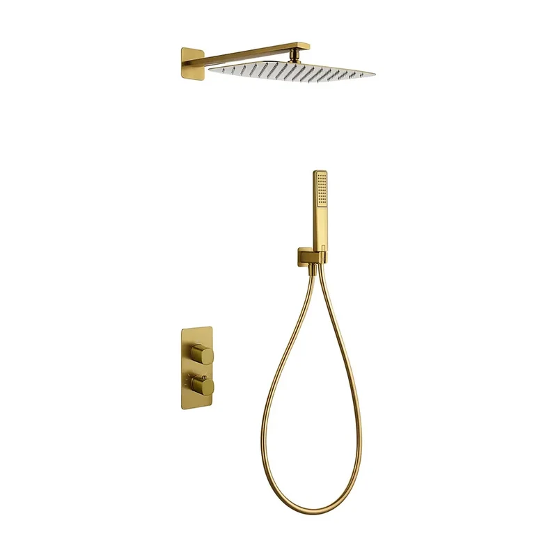 Conjunto ducha termostático empotrado Firenze oro cepillado Imex