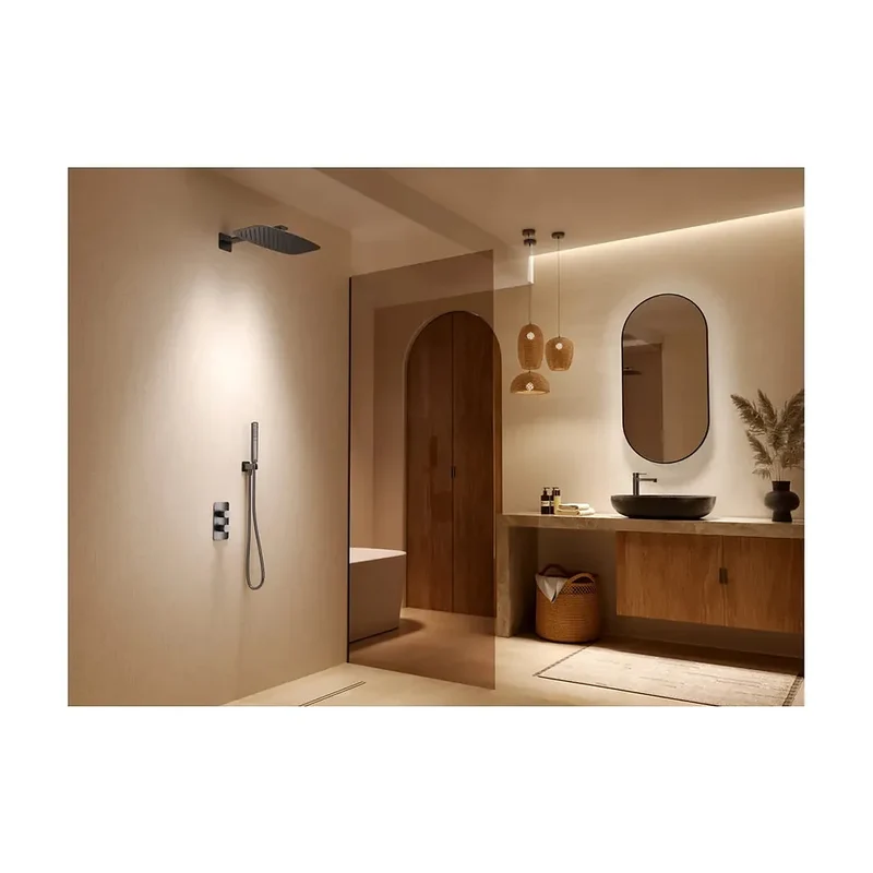 Conjunto ducha termostático empotrado Firenze oro cepillado Imex