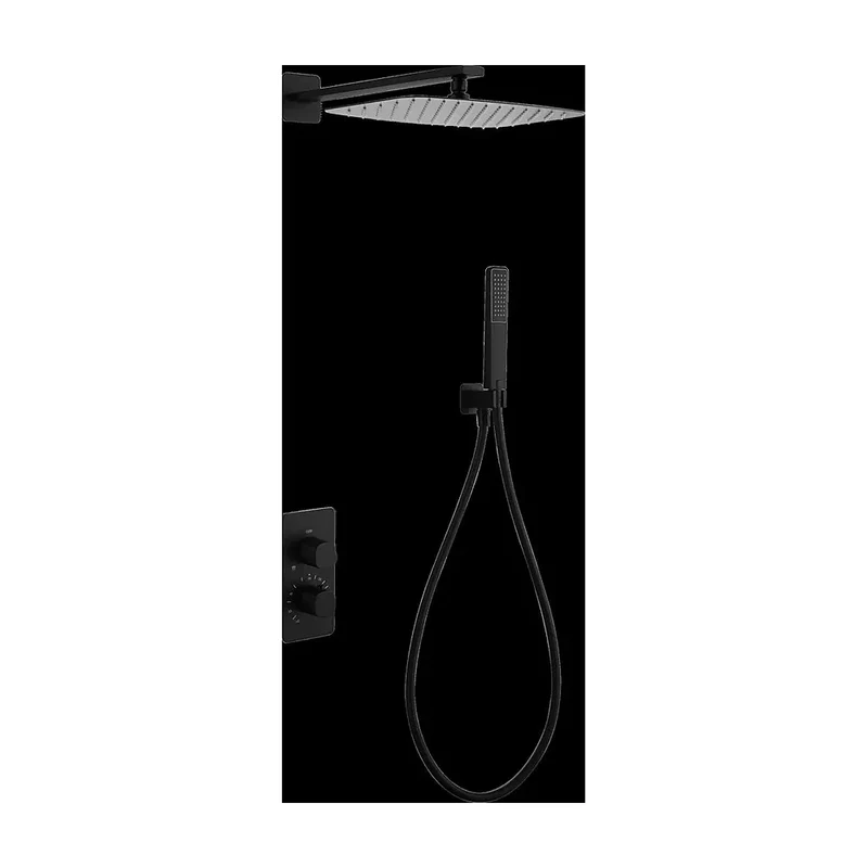 Conjunto ducha termostático empotrado Firenze negro mate Imex