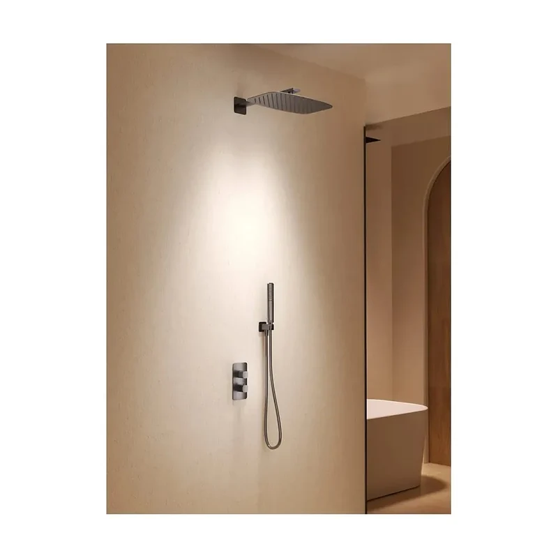 Conjunto ducha termostático empotrado Firenze negro mate Imex
