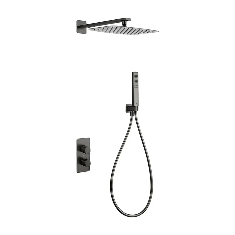 Conjunto Ducha Termostático Empotrado Firenze Black Gun Metal Imex