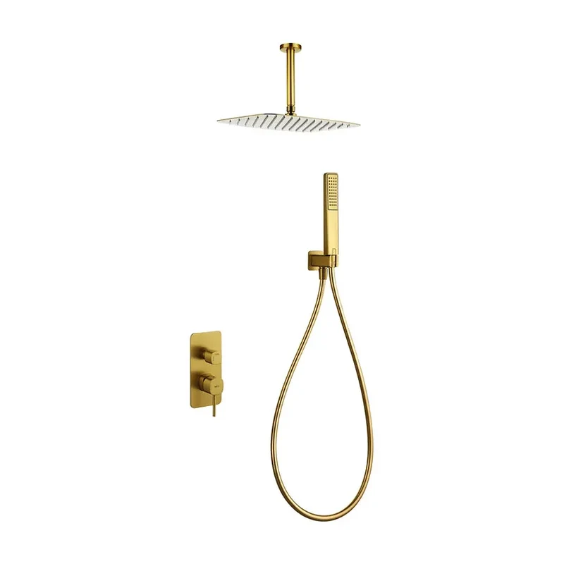 Conjunto ducha monomando empotrado Sassari oro cepillado Imex