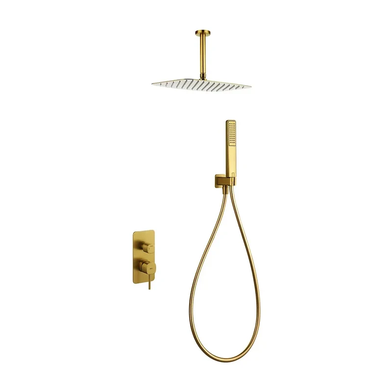 Conjunto ducha monomando empotrado Sassari oro cepillado Imex