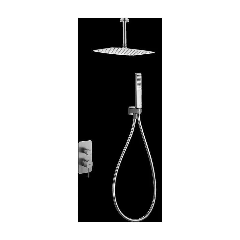 Conjunto ducha monomando empotrado Sassari níquel cepillado Imex