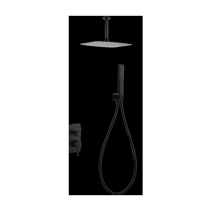Conjunto ducha monomando empotrado Sassari negro mate Imex