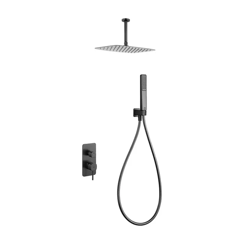 Conjunto ducha monomando empotrado Sassari black gun metal Imex