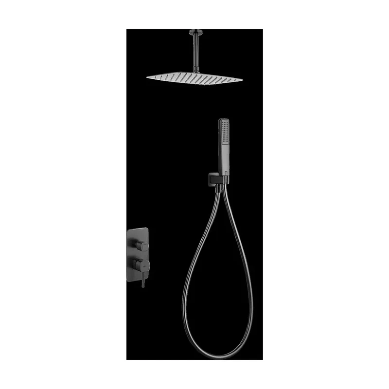 Conjunto ducha monomando empotrado Sassari black gun metal Imex
