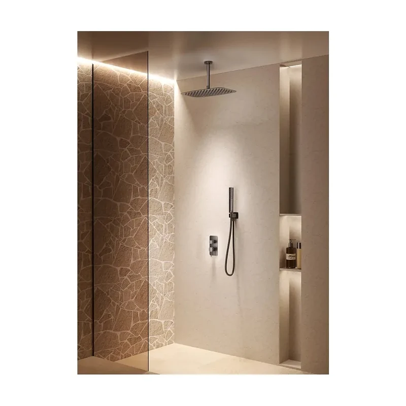 Conjunto ducha monomando empotrado Sassari black gun metal Imex
