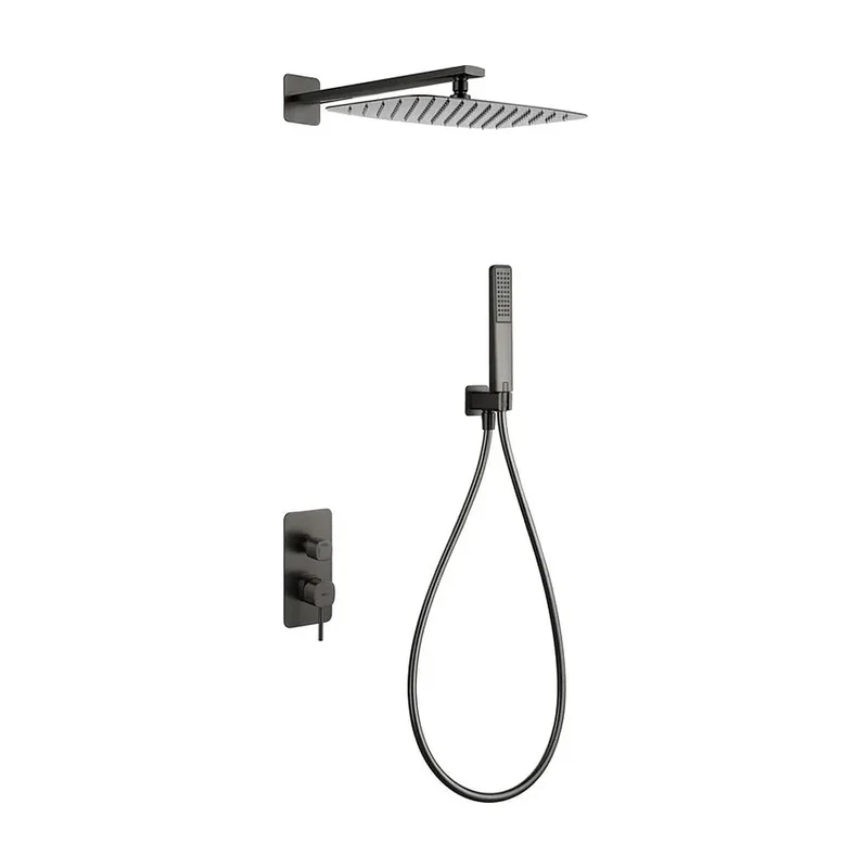 Conjunto Ducha Monomando Empotrado Firenze Black Gun Metal Imex
