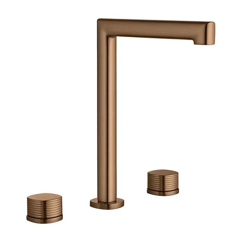 Lavabo bimando sobreencimera caño alto Firenze oro rosa cepillado Imex
