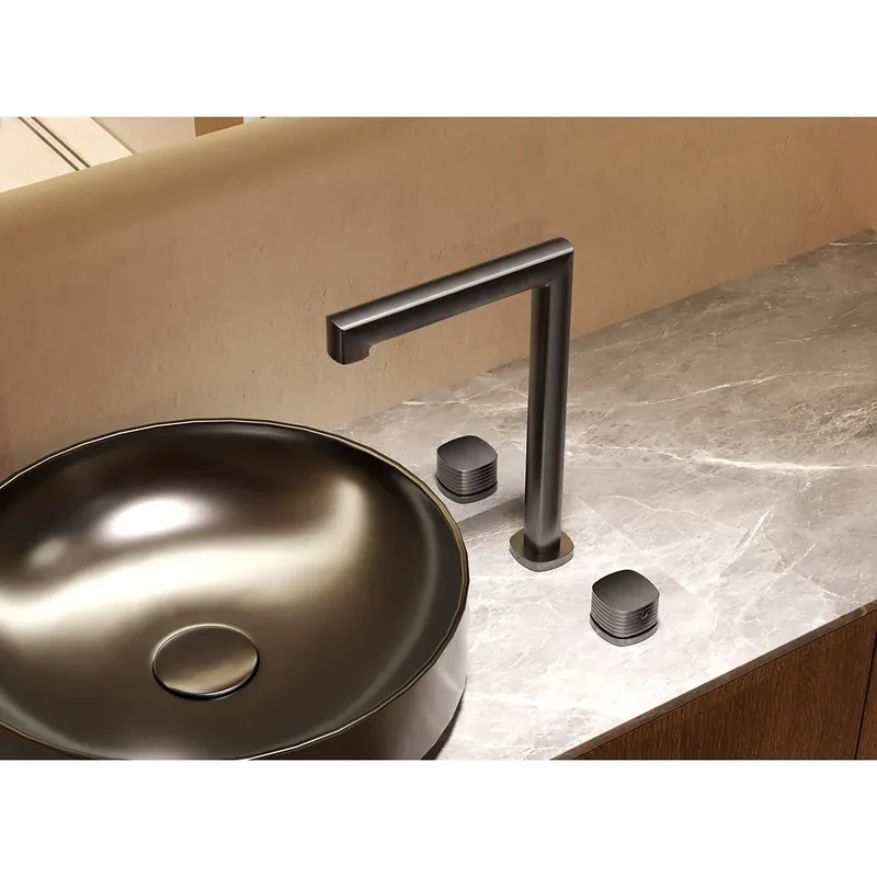 Lavabo bimando sobreencimera caño alto Firenze oro rosa cepillado Imex