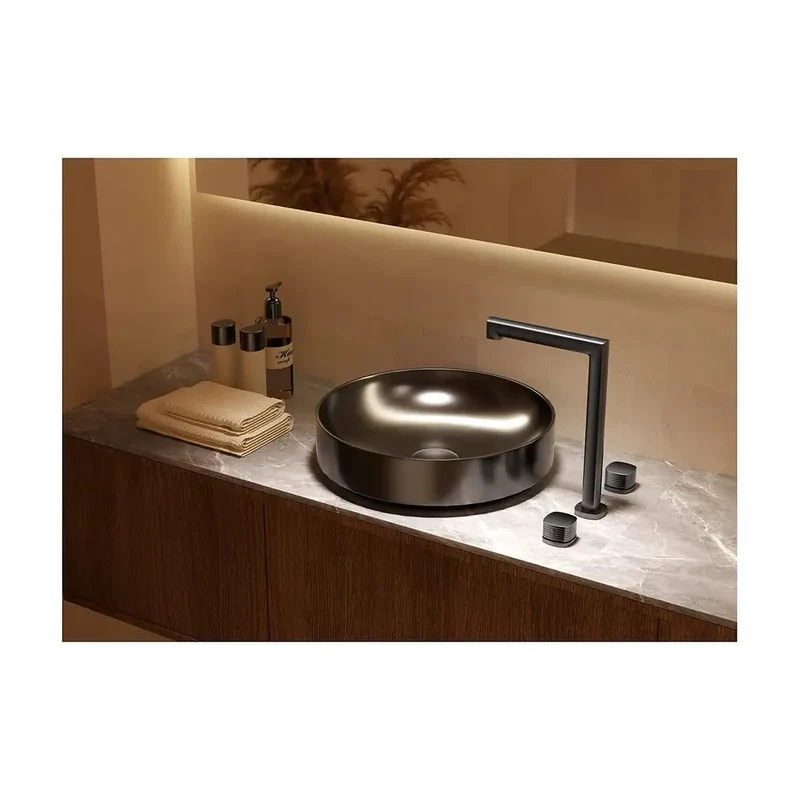 Lavabo bimando sobreencimera caño alto Firenze black gun metal Imex