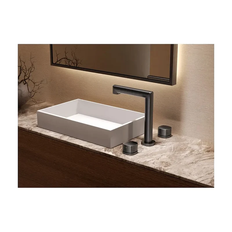Lavabo bimando sobreencimera caño bajo Firenze níquel cepillado Imex