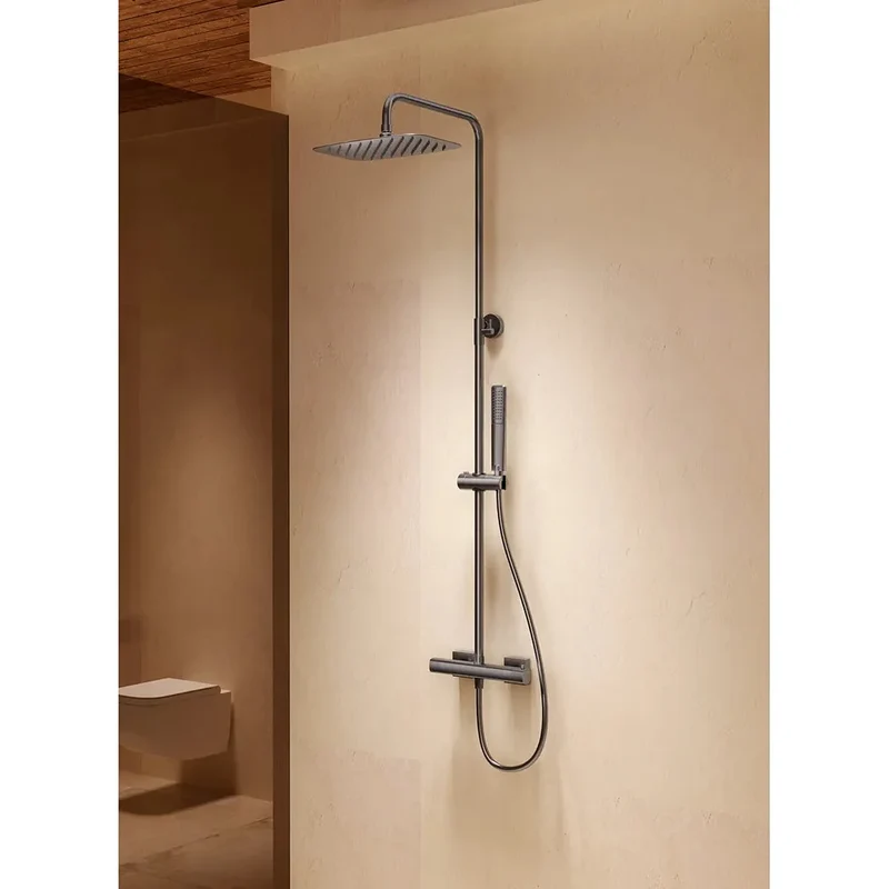 Conjunto ducha termostático Firenze níquel cepillado Imex
