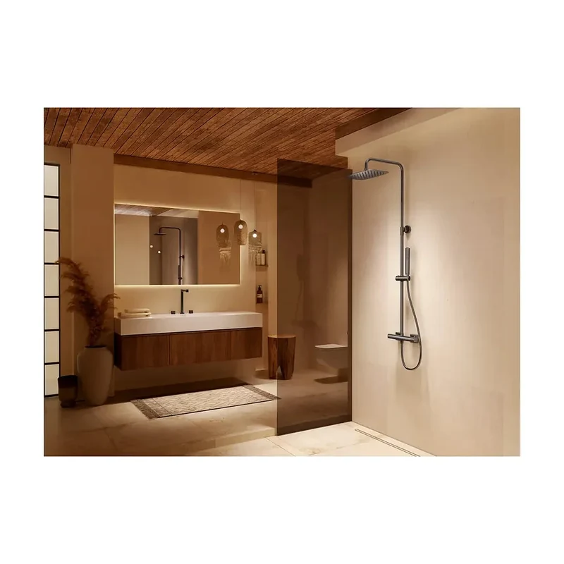 Conjunto ducha termostático Firenze black gun metal Imex