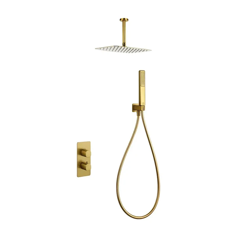 Conjunto ducha termostático empotrado Arezzo oro cepillado Imex