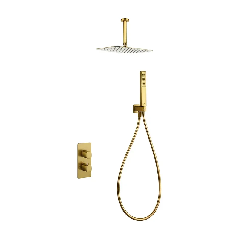 Conjunto ducha termostático empotrado Arezzo oro cepillado Imex